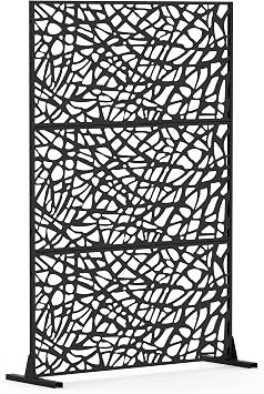 Outdoor Privacy Screen Freestanding 71" H48" W Decorative Outdoor Divider with Stand Panels Metal Privacy Fence Panels for Outside Patio Garden BackyardBlack Mesh Shape