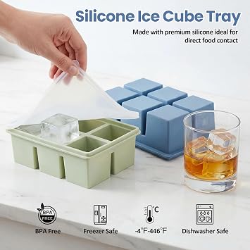 3PCS Large Silicone Ice Cube Trays with Lids BPA Free