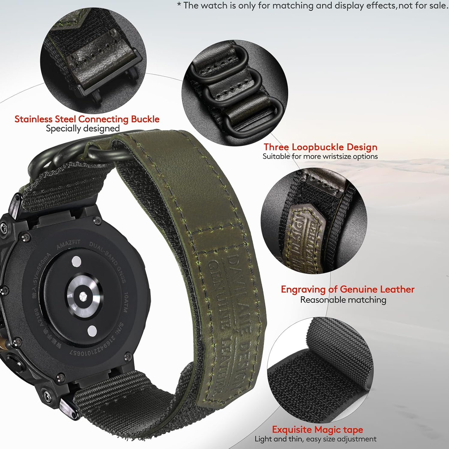 Watch Band Strap Compatible With Amazfit T-Rex/T-Rex 2/T-Rex Pro/T-Rex Ultra/T-Rex Ultra 2, New Upgraded Connector Design