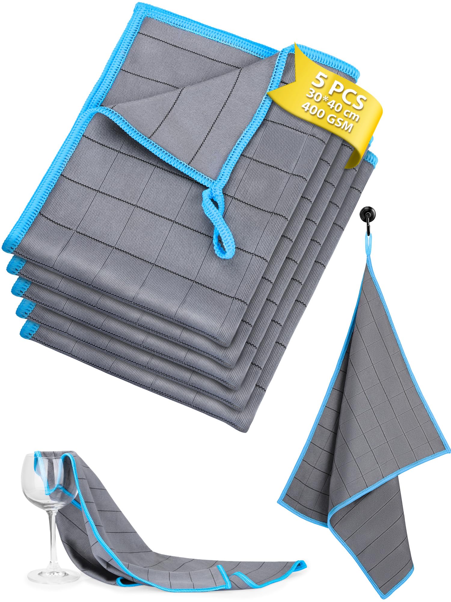 Lot de 5 Chiffons Microfibres Euqvunn - Nettoyage Efficace et Durable