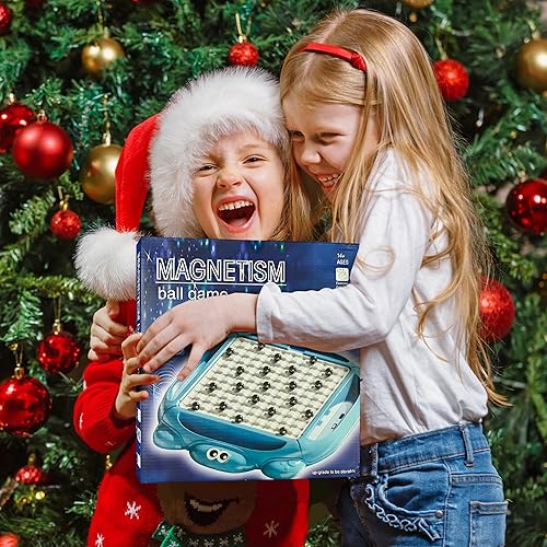 Miniatura 7 de Juego de ajedrez magnético, juego de mesa magnético con tablero y 40 piedras, innovador juego de rompecabezas de estrategia magnética para niños y