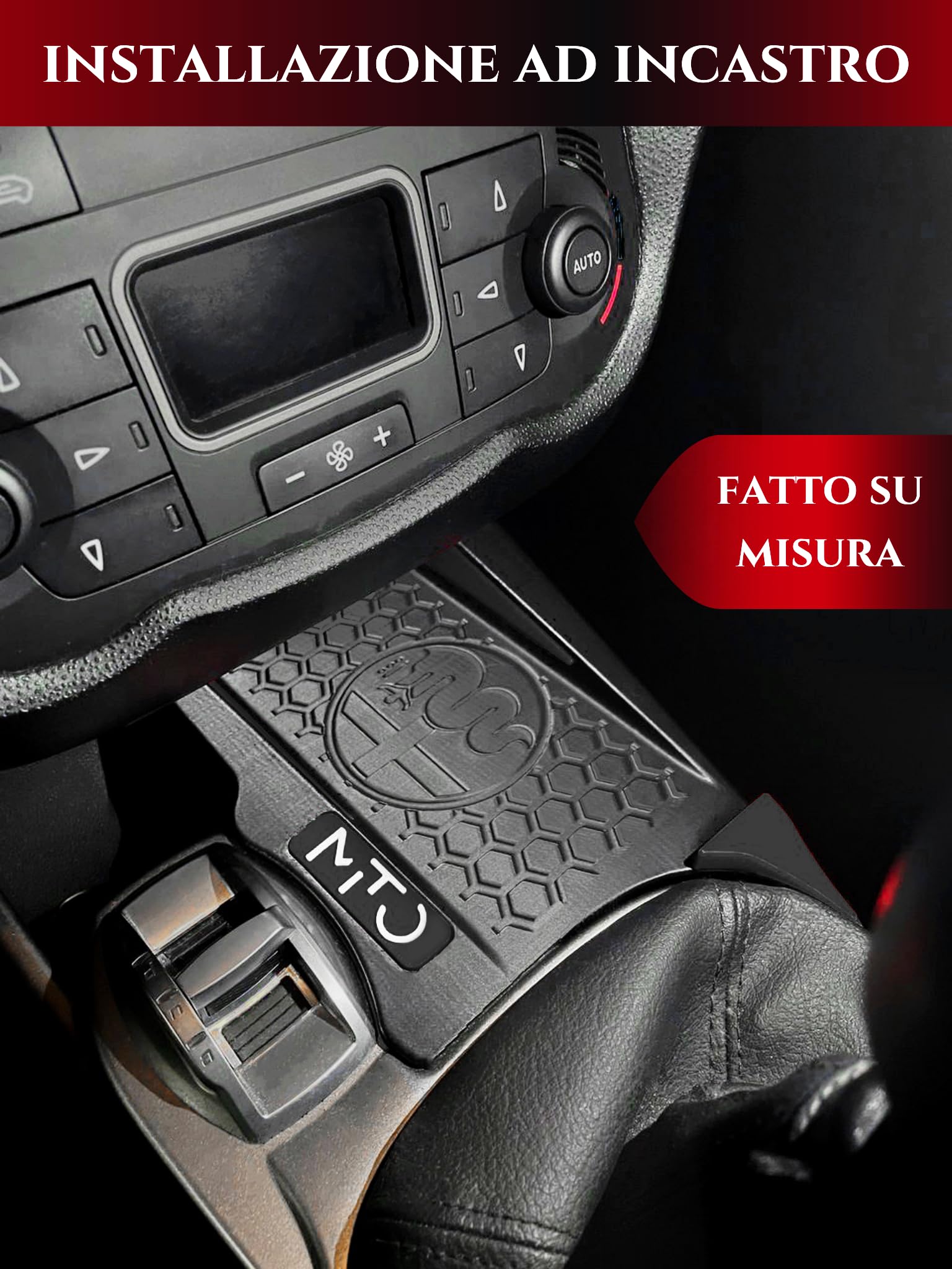 Supporto per cellulare Per Alfa Romeo MITO Compatibile sopra portabottiglie alloggio comparto smartphone supporto portatelefono Universale (Nero)
