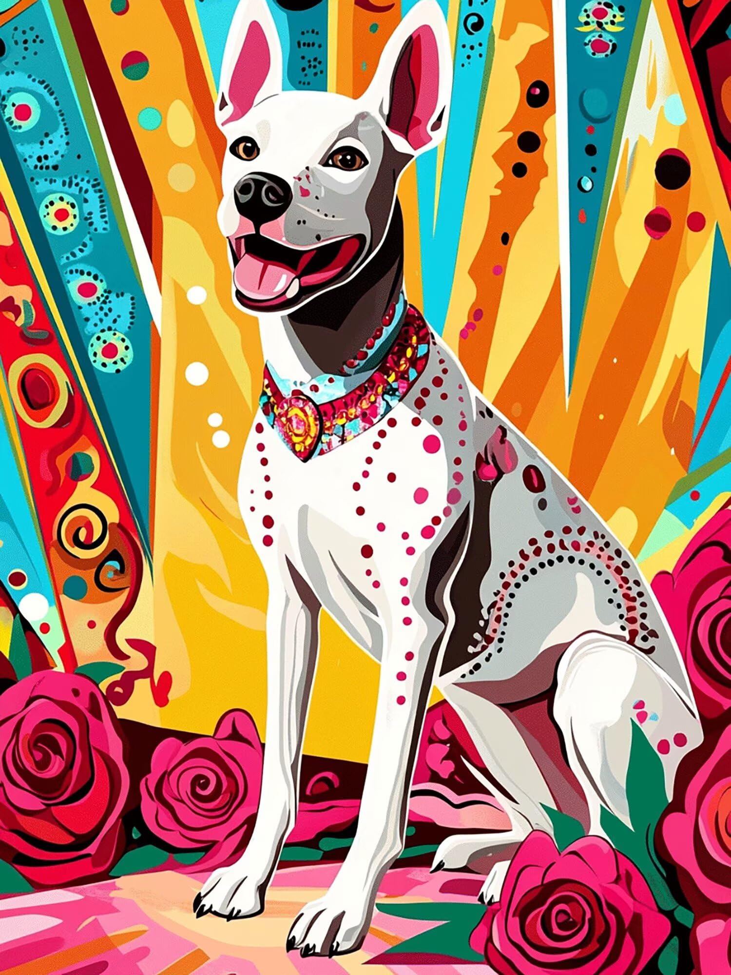 Diamond Painting Hund, Tier Diamond Painting Erwachsene 5D Runder Full Drill Diamond-painting, Kreuzstich Bastelset Kreativ Set für Erwachsene, Crystal Art Home Wand Dekor, Geschenke 70x100cm,Model727