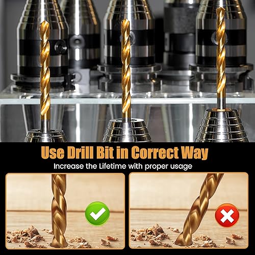 Miniatura 5 de Juego de 25 brocas de acero de alta velocidad, juego de brocas duraderas con estuche de almacenamiento para acero, madera, plástico, chapa metálica
