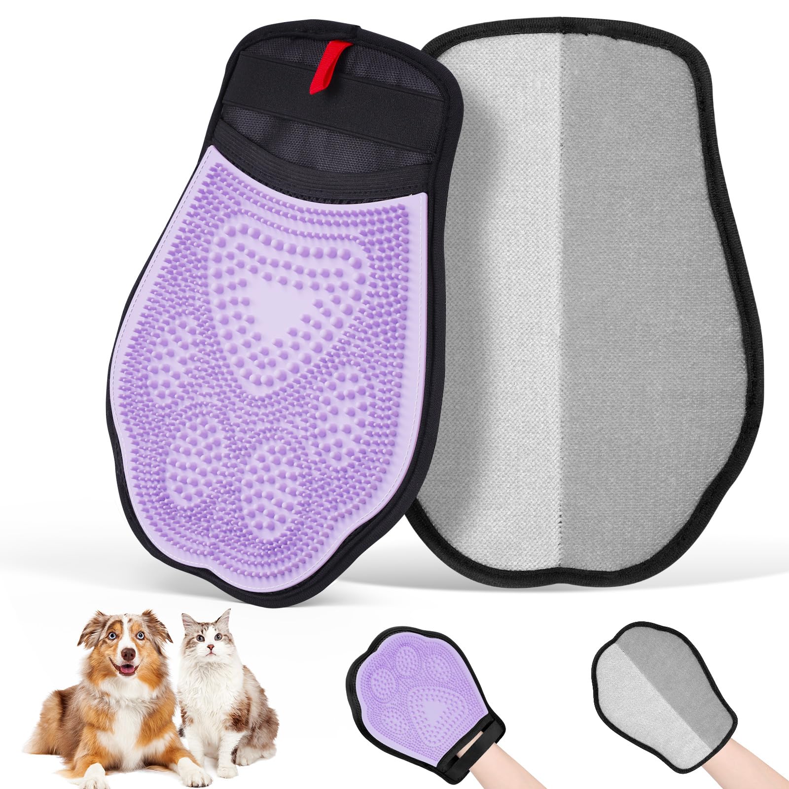 Zivacate Upgraded 2 in 1 Pet Hair Remover Mitt, Reusable Pet Hair Removal Glove, Double Sided Static Pet Hair Remover Glove, for Pets, Clothes, Sofa - 1 Piece