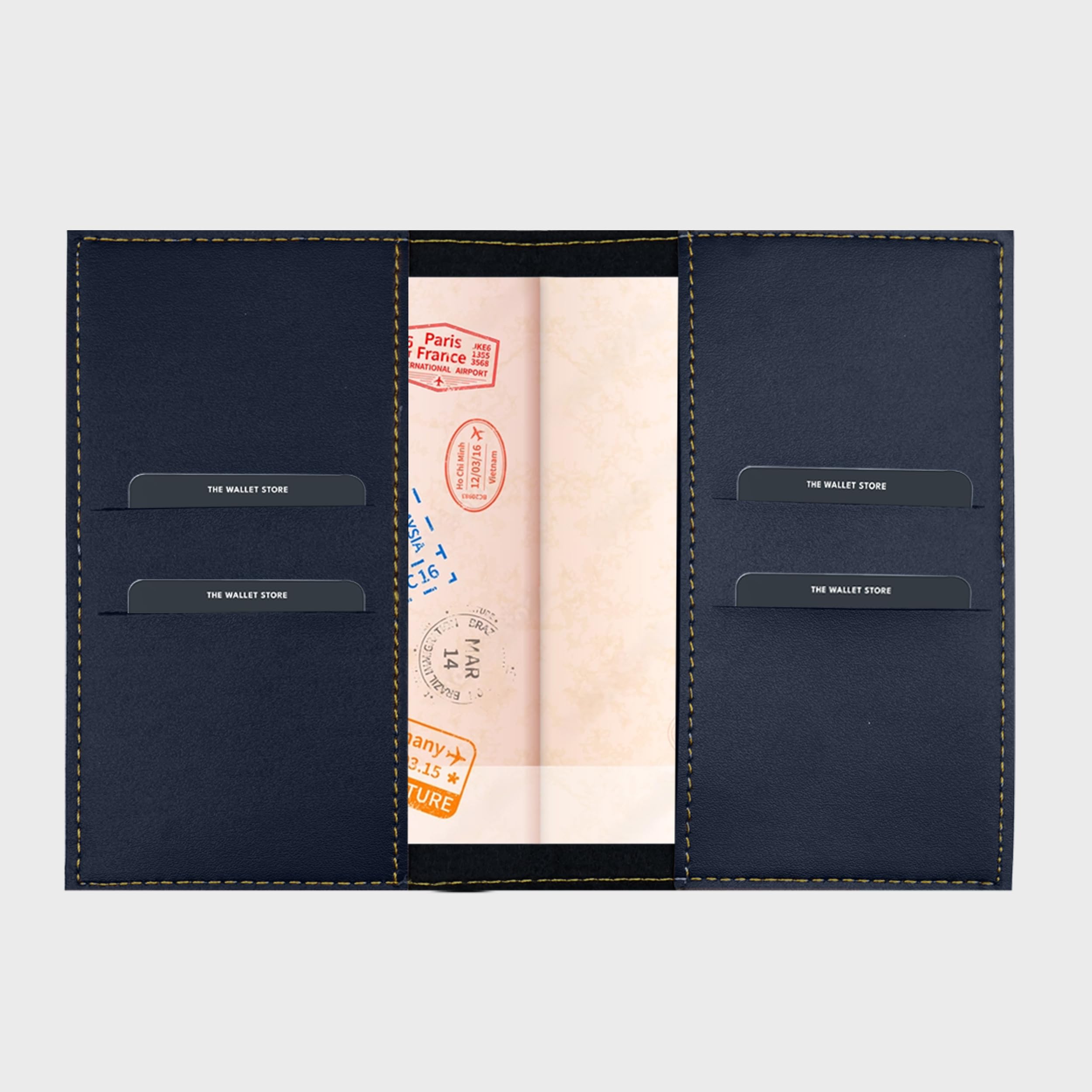 The Wallet Store Leather Passport Cover - Blue