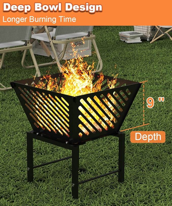 Brasero Portátil de Acero 17 Pulgadas para Camping y Patio miniatura 5