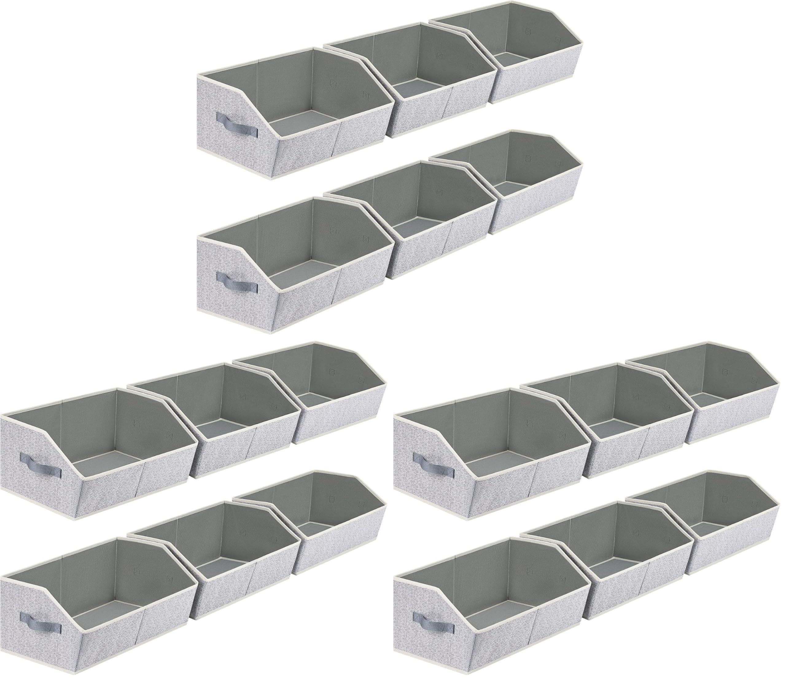 Homsorout Closet Organizers Bins 18 Packs - Large Closet Shelf Organizer with Handles, Fabric Trapezoid Storage Bins, Collapsible Storage Cubes for Clothes, Towels, Light Gray