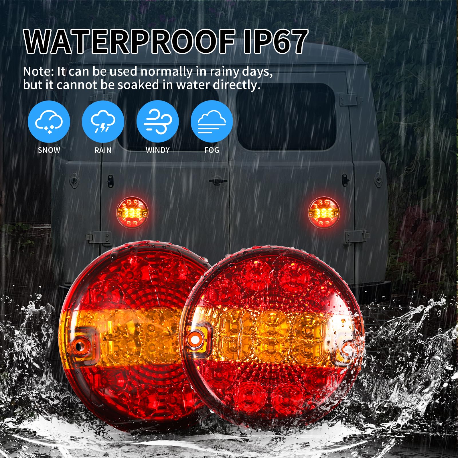 2 Pcs Fanali Posteriori Rimorchio LED 12V 24V, Fari Posteriori Hamburger Rotonda Impermeabile con E-Approvato per Camion, Caravan, Trattore