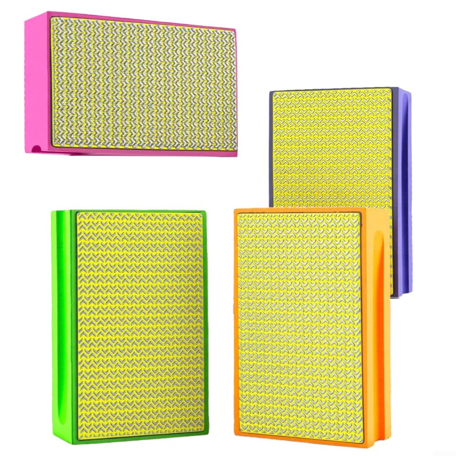 Paquete de 4 bloques de lijado con base de esponja, almohadillas de pulido a mano de grano 60/100/200/400 para uso en seco y húmedo, almohadilla de respaldo ergonómica de espuma para vidrio, madera