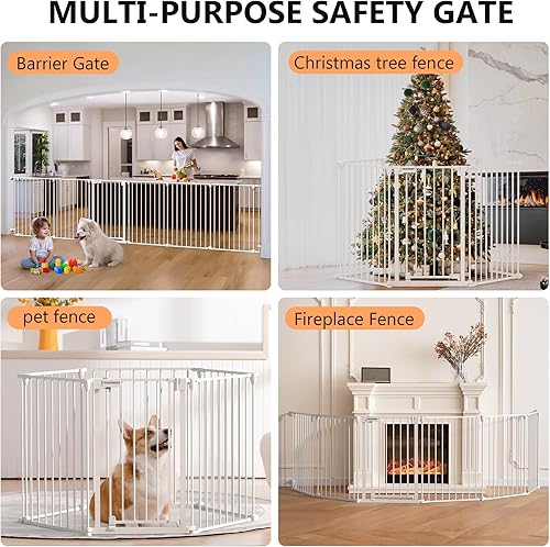 Miniatura 6 de Puerta extra ancha para bebés de 150 pulgadas, puerta de seguridad infantil para patio de juegos, puertas para perros con puerta de cierre