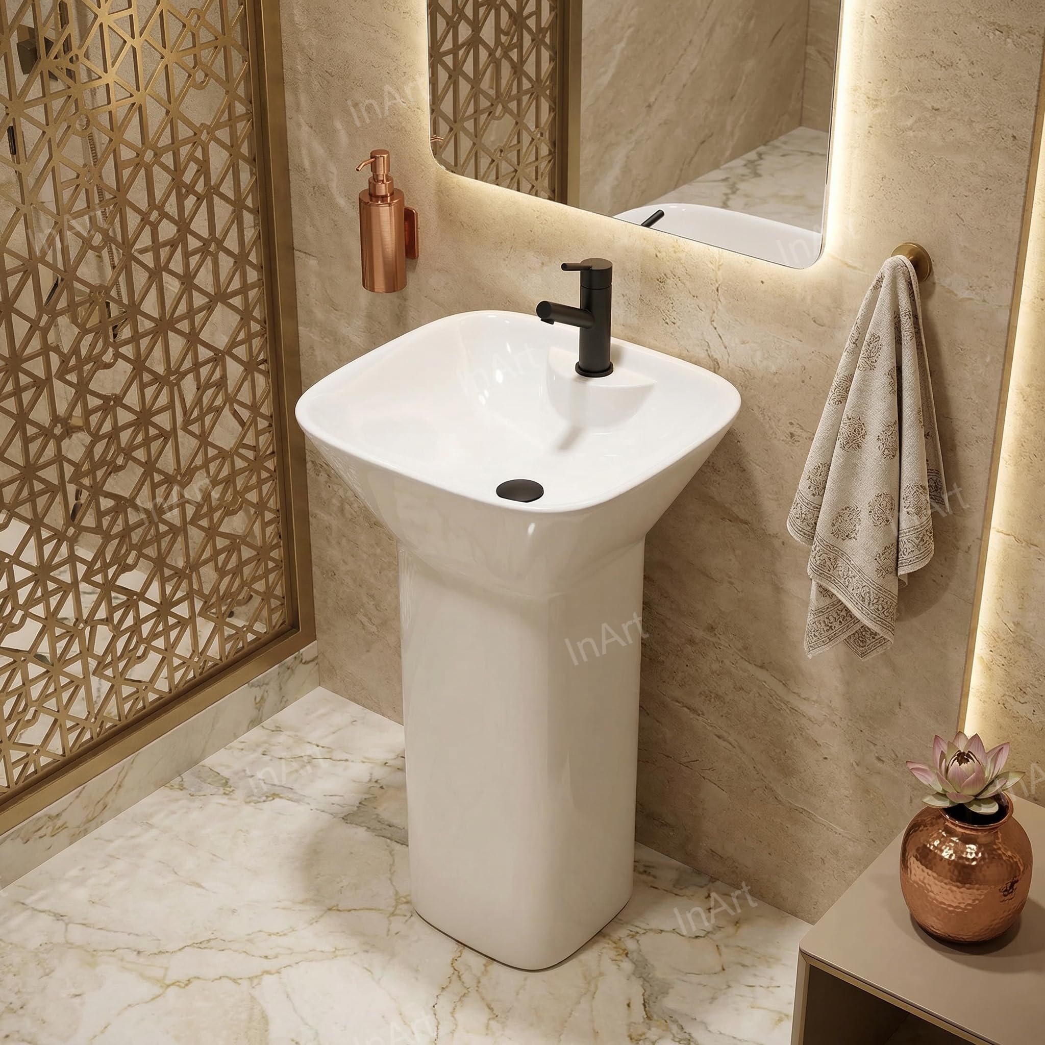 InArt Ceramic Wash Basin - Free Standing Pedestal -9