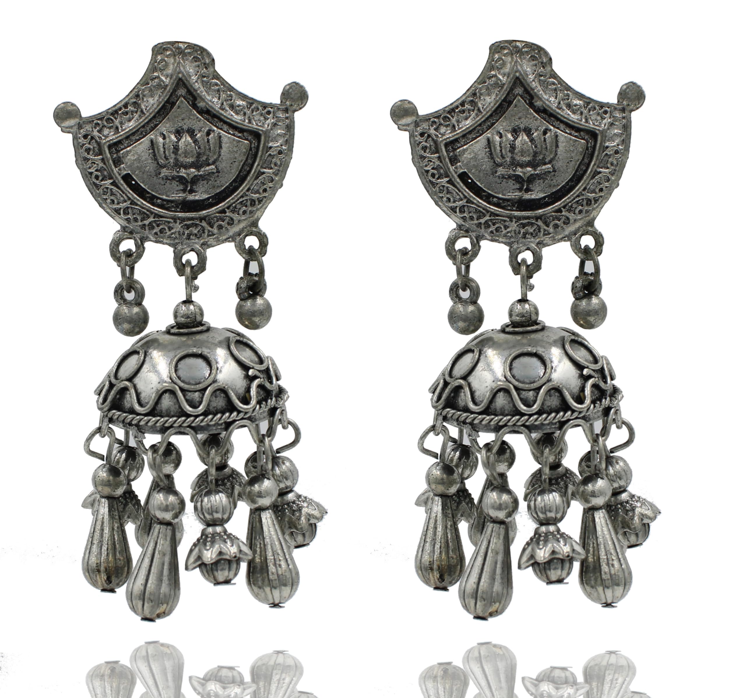 Gurjari Jewellers Handmade Silver Plated Oxidised Jhumka, Jhumki Earring For Girls & Women (Style 4) (B0D2Y49K2G) Amazon Price History, Amazon Price Tracker