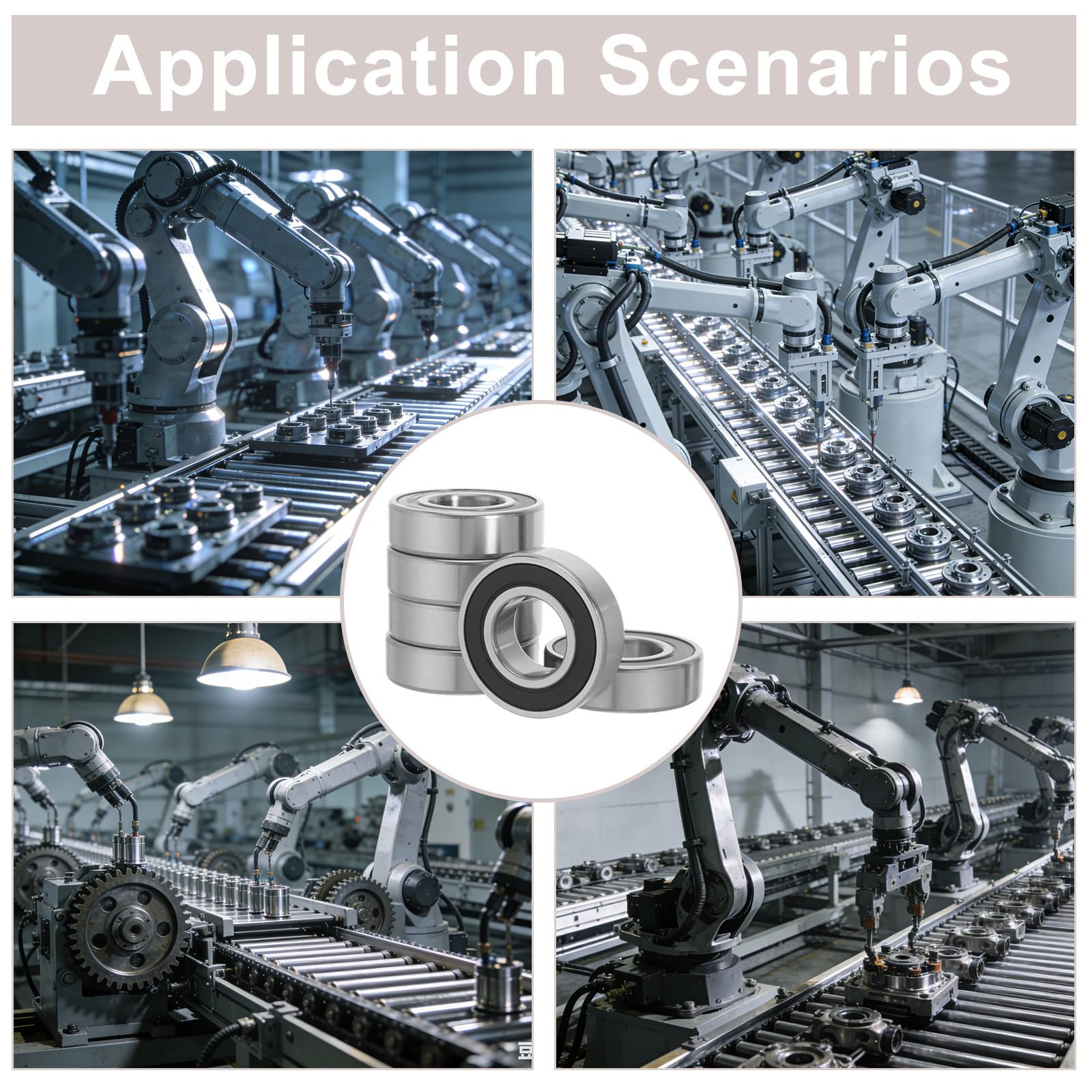 Ranura en V 10 Rodamientos Silenciosos de Acero Cromado Alta Velocidad y Baja Fricción para Motor Eléctrico y Aplicaciones Lineales