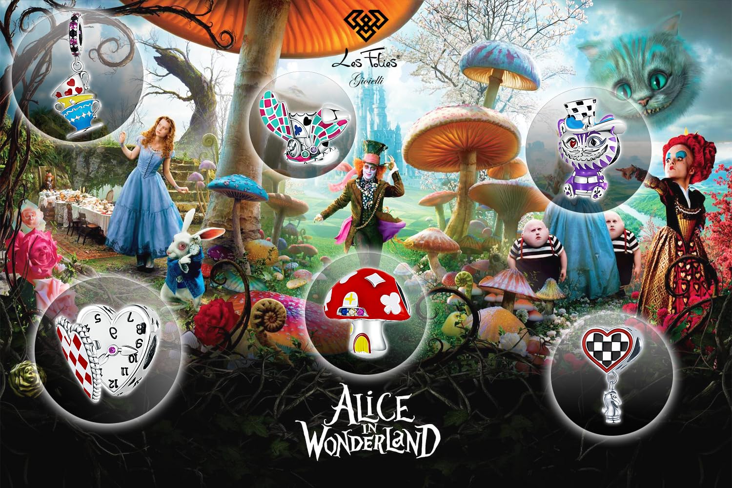 Charm Alicia in wonderland blanco conejo números invertidos para Disney de plata 925 - Les Folies para Pandora
