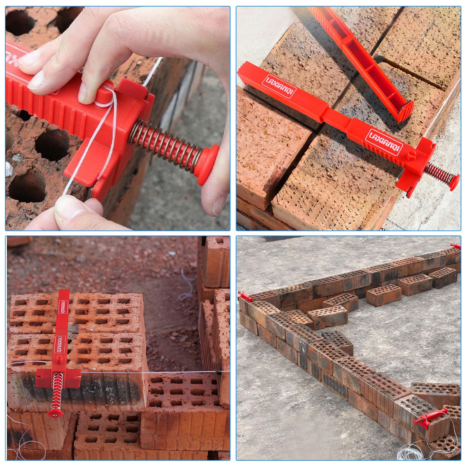 2 Pezzi Estrattore per Rivestimento di Mattoni, Resistente All'usura e Antiscivolo, Estrattore per Rivestimento di Mattoni Può Essere Bloccato Nell'intervallo di 20-24 cm, per L'edilizia (Rosso)