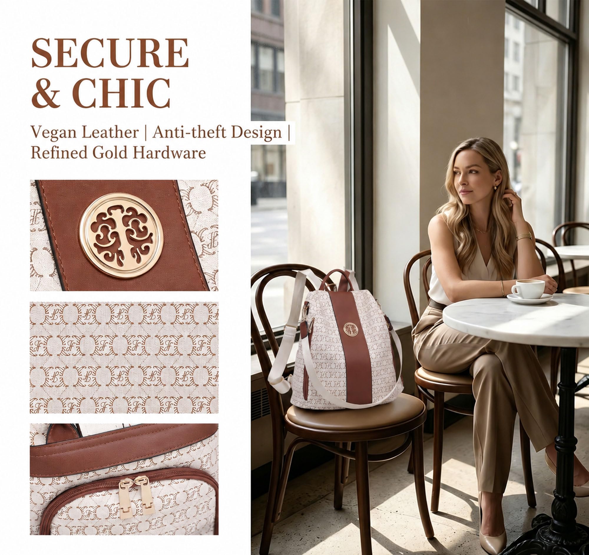 MKP COLLECTION Mochila de moda para mujer, con múltiples bolsillos, antirrobo, mochila de viaje, bolsa de hombro, juego de 2 piezas