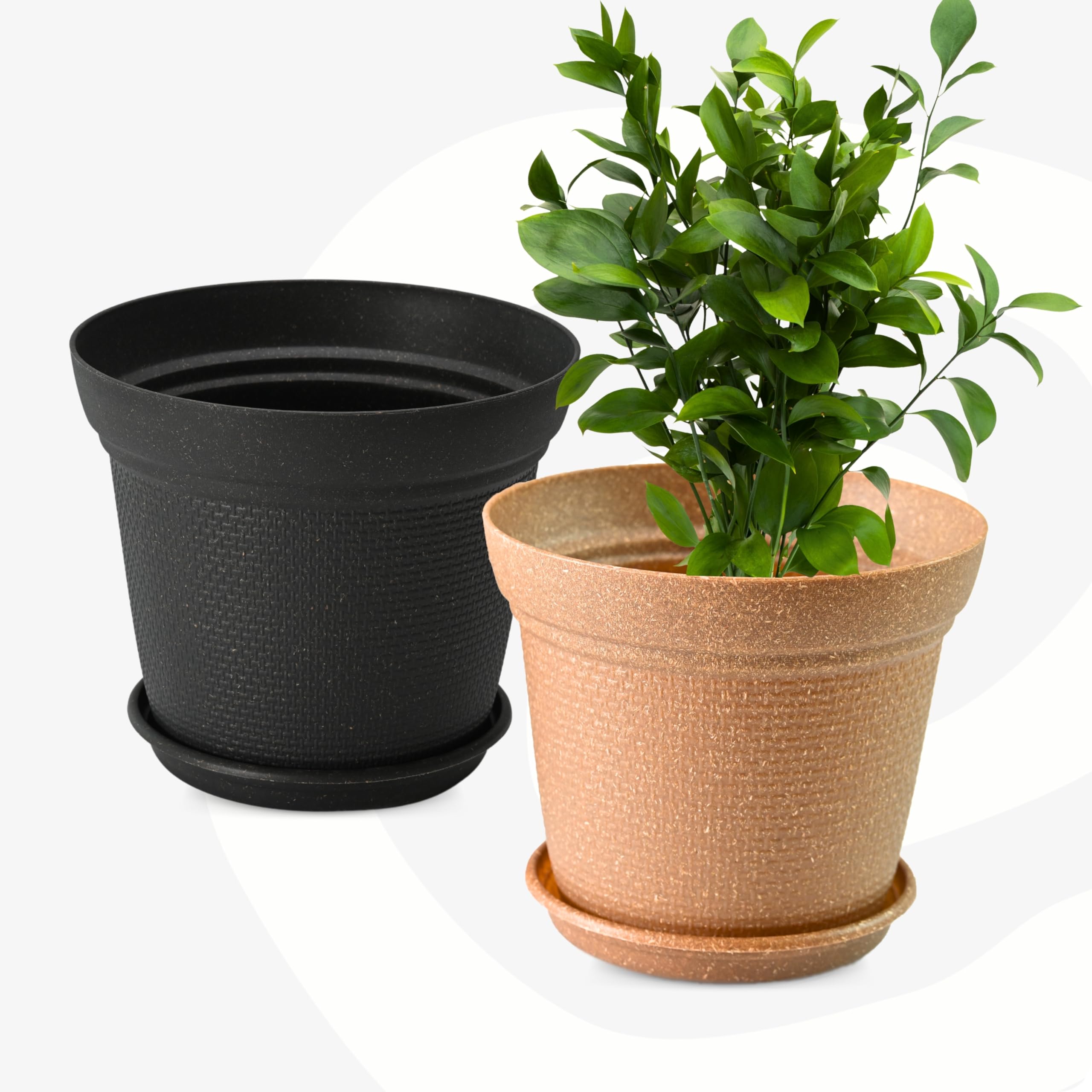 Eha Set of 2 Earth-Friendly Aura 8 Inch pots and Planters | Bamboo Based | UV Protected | for Indoor, Home Decor, Outdoor, Balcony & Garden | Tort-Char (B0CM6J9XB6) Amazon Price History, Amazon Price Tracker
