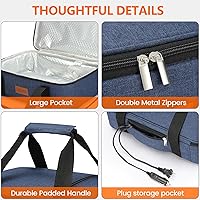 Vista 3 de Calentador de Alimentos Eléctrico Transportador de Cazuela - Bolsa de Almuerzo Grande con Calefacción para Coche Camión, 12V/24V/110V, Termo