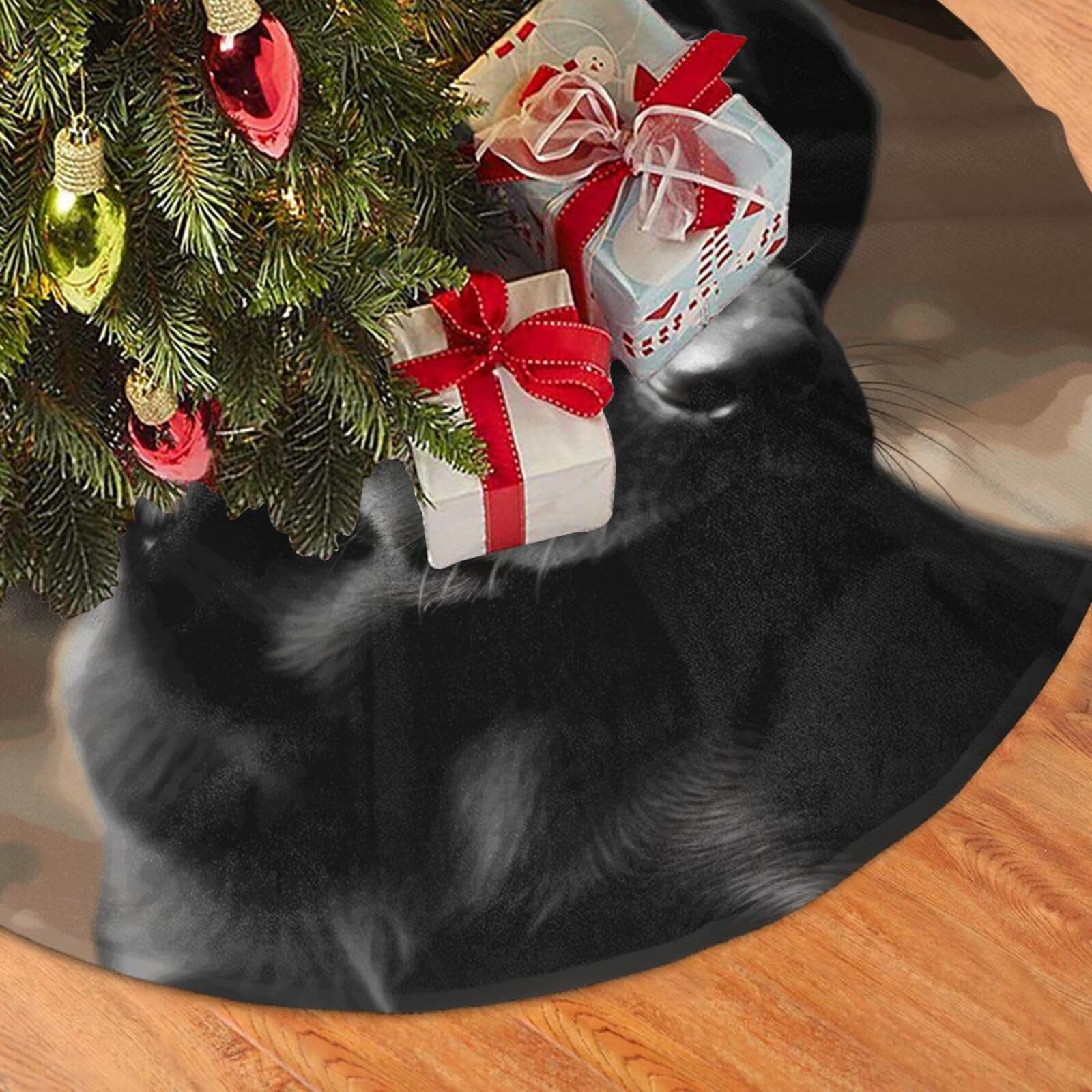 Fodpand Black Labrador Puppy Christmas Tree Skirt 36" Velvet Xmas Tree Skirt Mat Rustic Christmas Tree Mat Cover Winter Xmas Tree Collar For Indoor Outdoor Christmas Decorations