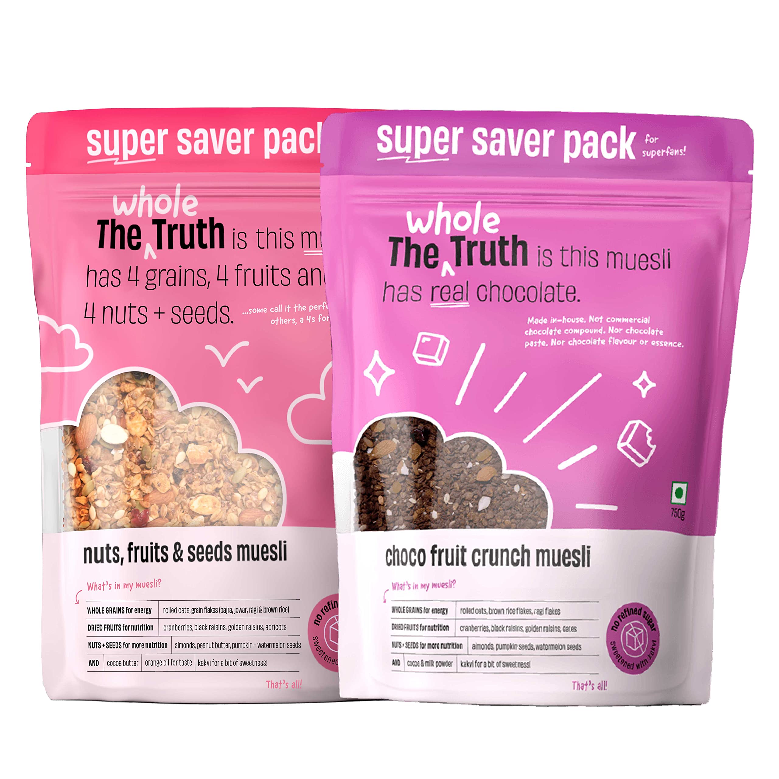 See full amazon price history chart for The Whole Truth - SUPERSAVER Breakfast Combo - Nuts, Fruits and Seeds Muesli (750g) + Choco Fruit Crunch Muesli (750g) - No Added Sugar - No Preservatives The Whole Truth - SUPERSAVER Breakfast Combo - Nuts, Fruits and Seeds Muesli (750g) + Choco Fruit Crunch Muesli (750g) - No Added Sugar - No Preservatives (B09YHMS7M9) Amazon Price History, Amazon Price Tracker