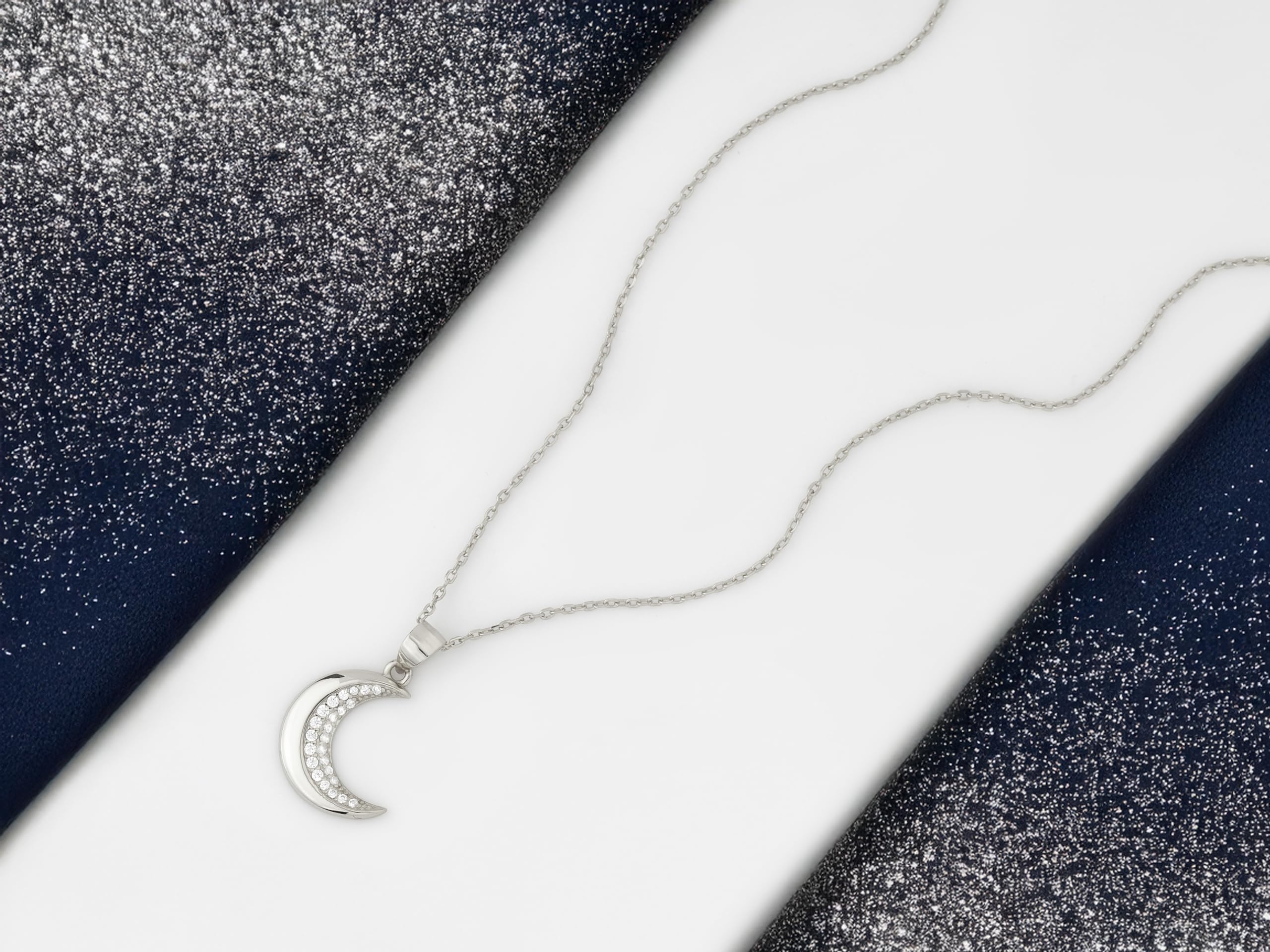 Sofia Milani - Collana da Donna in Argento 925 - con Pietra Zircone - Ciondolo a Luna