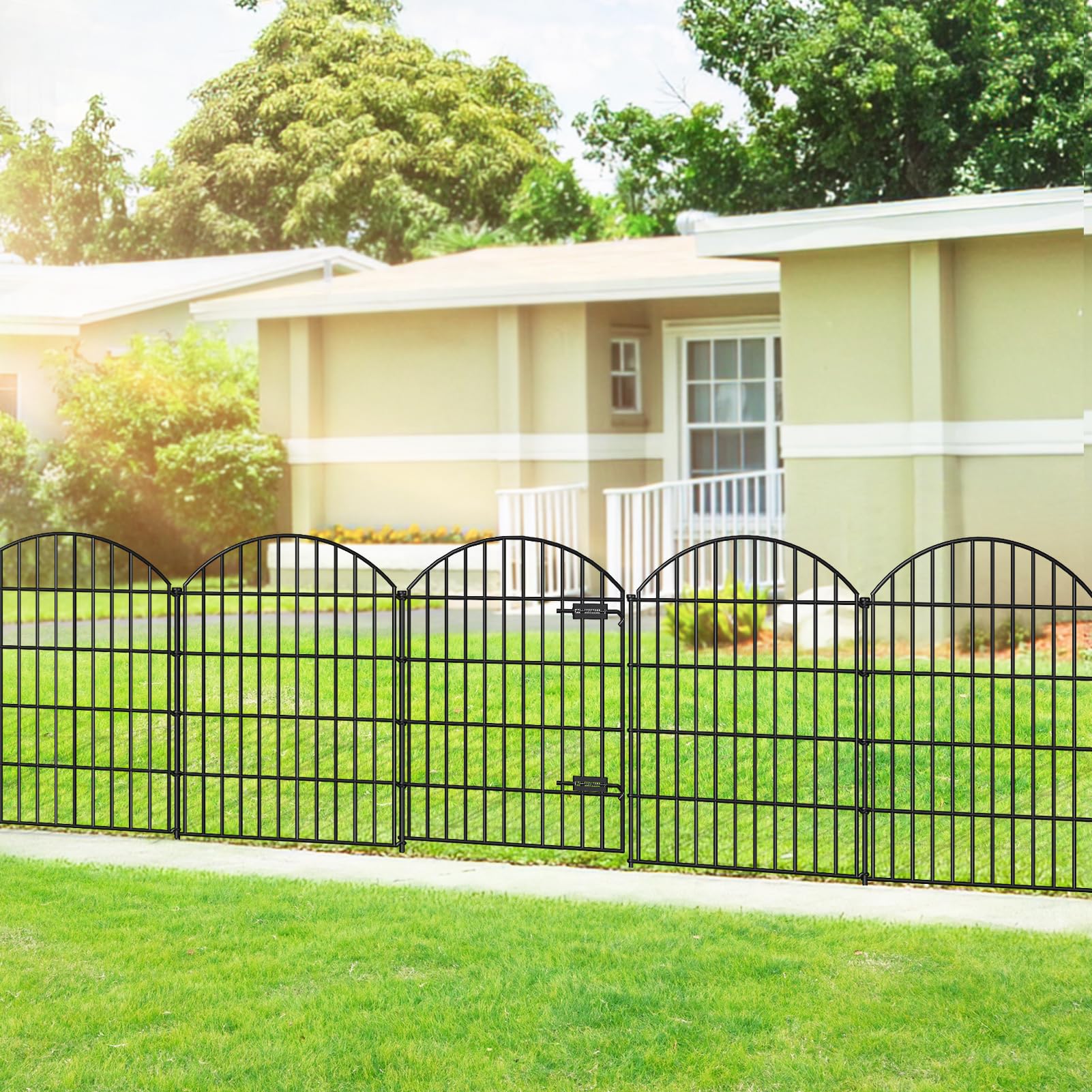 FOREHOGAR Metal Garden Fence with Gate