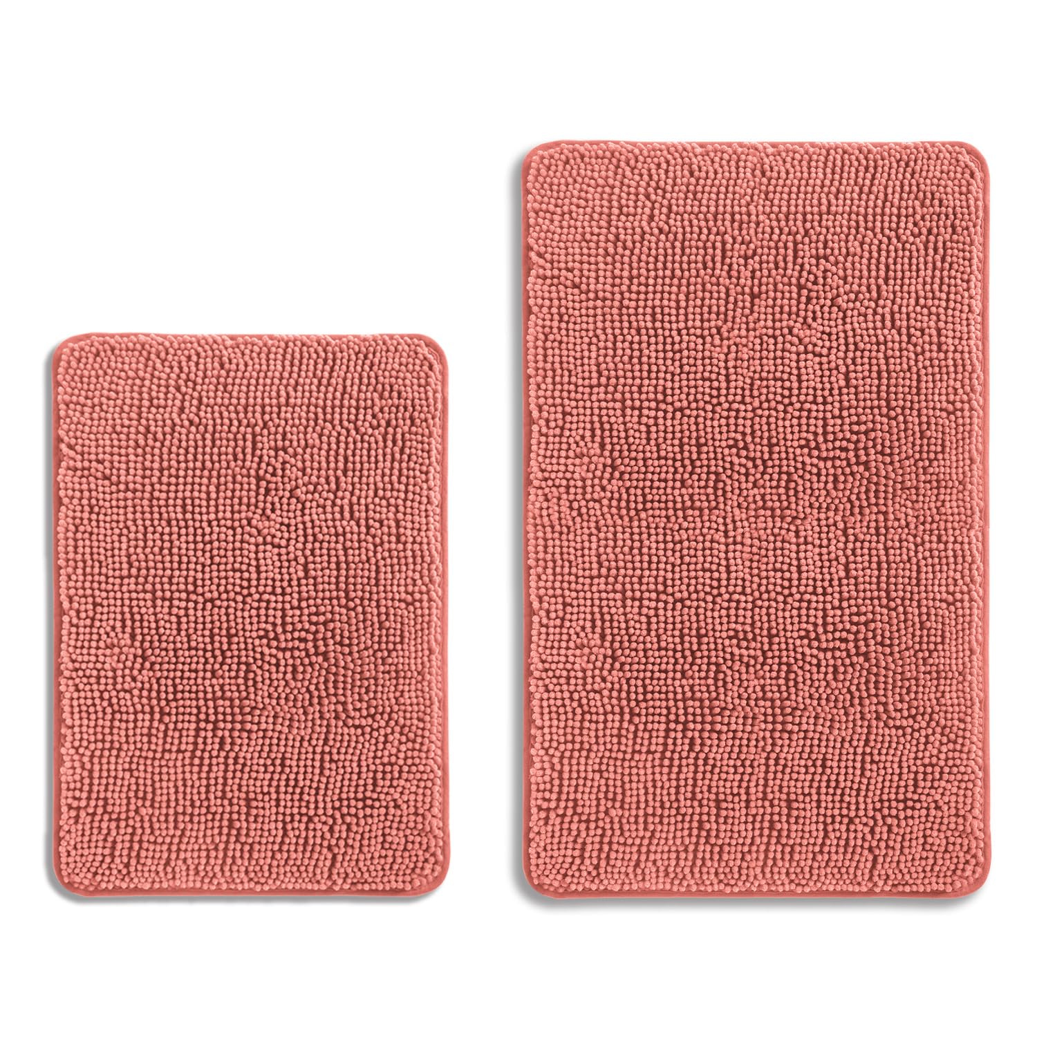 PureSwan Coral Bathroom Rugs Sets 2 Piece – Absorbent and Washable Bath Mat, Non-Slip, Thick Soft Chenille Bath Rugs for Bathroom Floor, Shower, Sink - 17" x 24"+20" x 32" — image 1