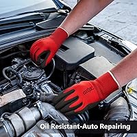 Vista 4 de COOLJOB 6 pares de guantes de trabajo de seguridad con agarre para hombres y mujeres, resistentes al aceite/abrasión para fines generales de alta