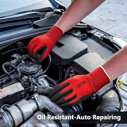 Miniatura 4 de COOLJOB 6 pares de guantes de trabajo de seguridad con agarre para hombres y mujeres, resistentes al aceiteabrasión para fines generales de alta