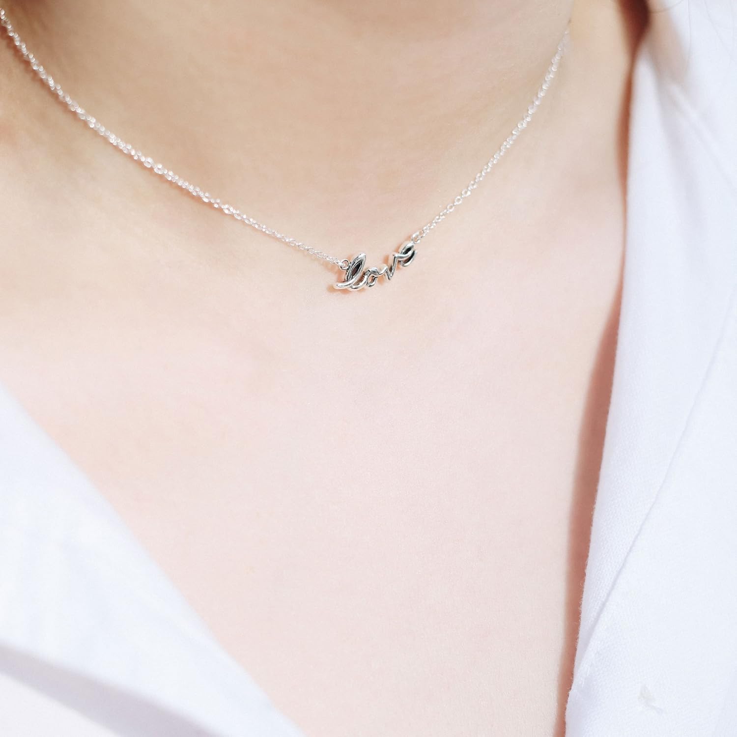 Boma Jewelry Sterling Silver Love Necklace, 16 inches - Image 3