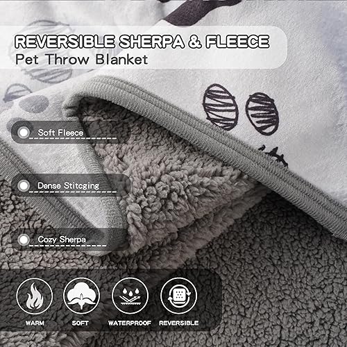 Miniatura 4 de Mantas impermeables para perros, manta para mascotas de 50 x 60 pulgadas, suave y esponjosa, protector de cama de sofá, manta reversible de forro