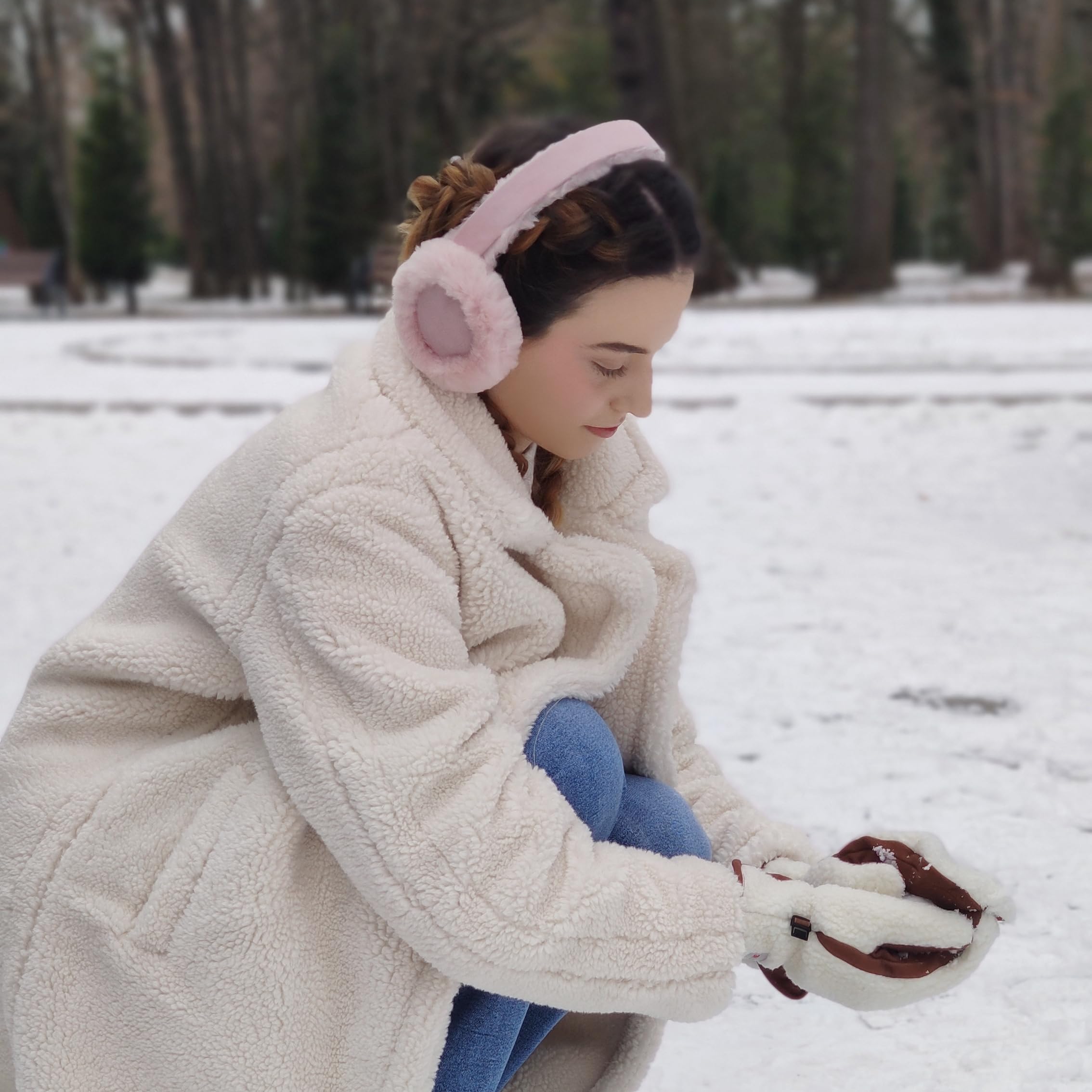 Harssidanzar paraorecchie invernali in vera pelliccia per uomo donna, paraorecchie in vera pelliccia,paraorecchie in pelle di pecora, paraorecchie pieghevoli, paraorecchie da esterno,HU301EU