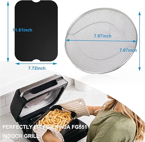 Miniatura 2 de Protector de salpicaduras de repuesto y 3 alfombrillas de parrilla para freidora de aire Ninja Foodi FG551, accesorios de pantalla de salpicaduras
