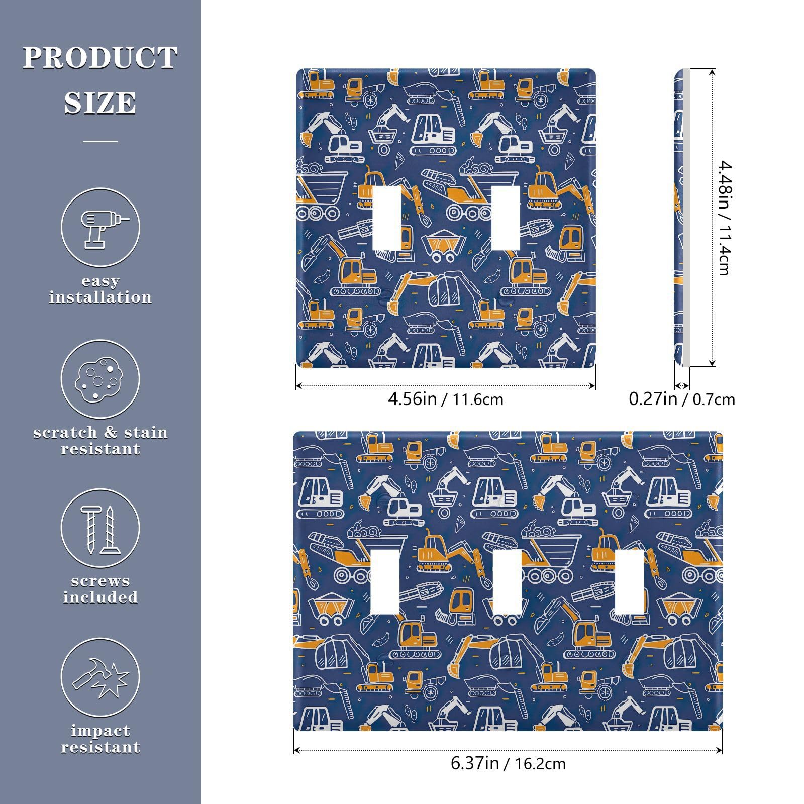 UMIRIKO Excavator Engineering Vehicle Light Switch Cover Plate Covers Decorative Double Toggle Home Decor 202b5760