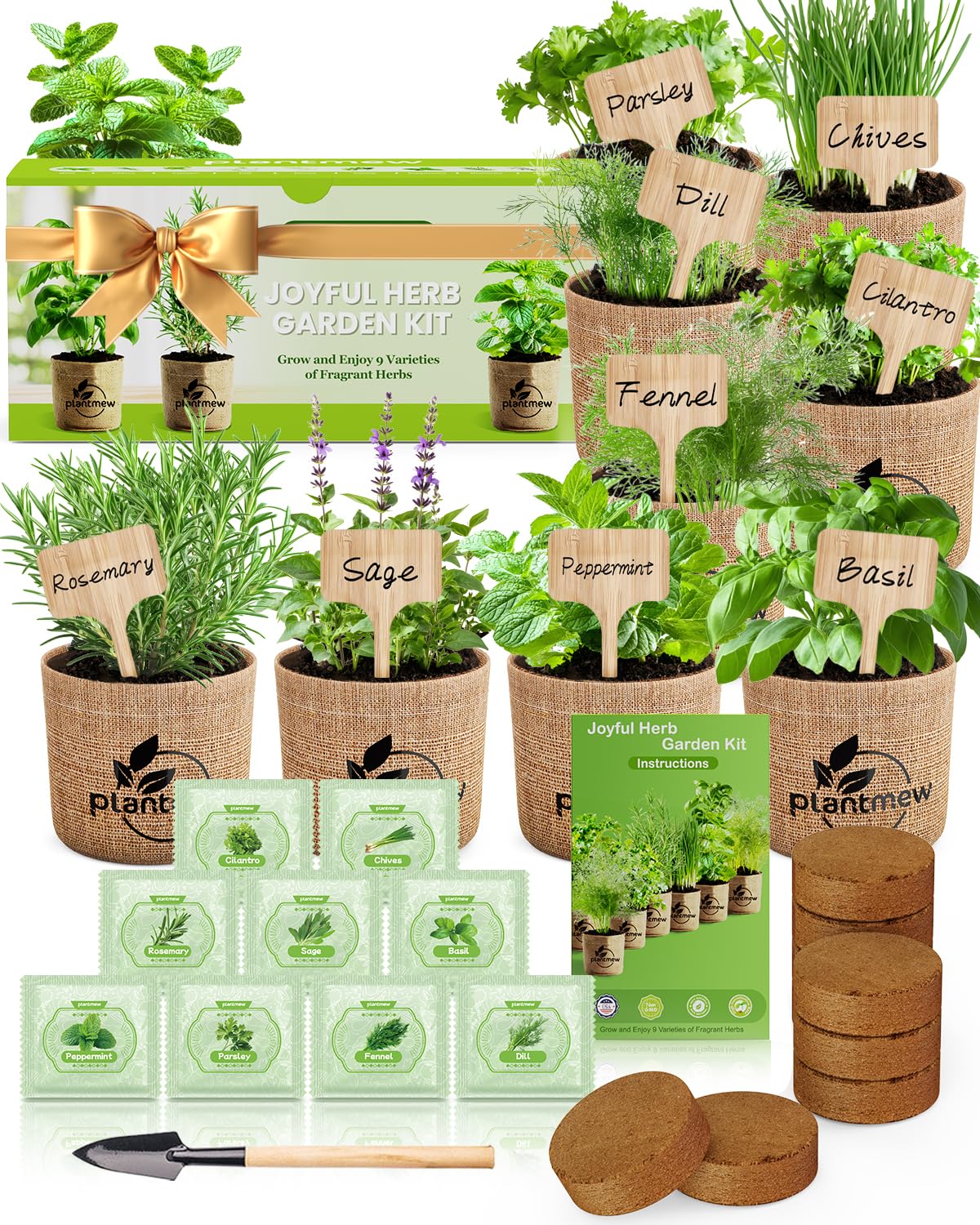 Herb Seeds Variety Pack – 9 Culinary Heirloom Seed Kits for Indoor/Outdoor Planting | Unique Gardening Gifts for Mom, Women, New Home & Kitchen | Complete Herb Garden Starter Set with Gift Packaging