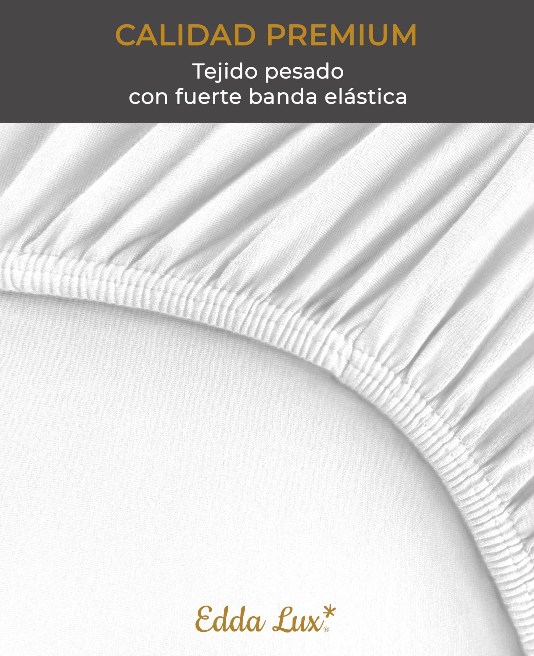 Edda Lux Sábana Bajera, para Camas de Agua y colchones de hasta 40 cm de Altura, 200x220, 200x240, 220x220, 220x240 cm, algodón 95% Elastano 5%, Jersey, Blanco