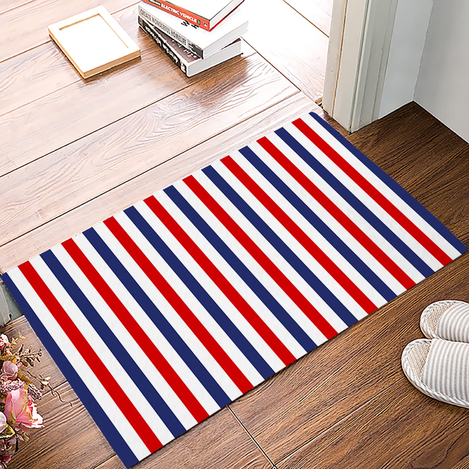 Amazon.com: Door Mat Outdoor Classic Modern Striped Red Blue White