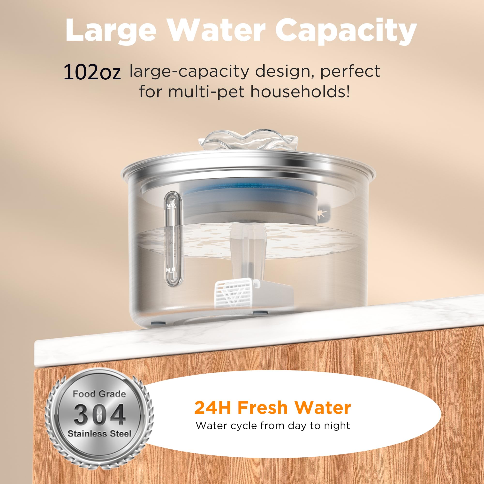 Fuente de agua para gatos, de acero inoxidable, 3 L, con 6 filtros de repuesto y 6 esponjas de prefiltro para gatos, perros (fuente para gatos + 6 filtros + 6 esponjas)