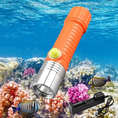 WINDFIRE Linterna de buceo con luz de buceo, linterna subacuática súper brillante, luz sumergible, 3 modos de iluminación, luz de snorkel