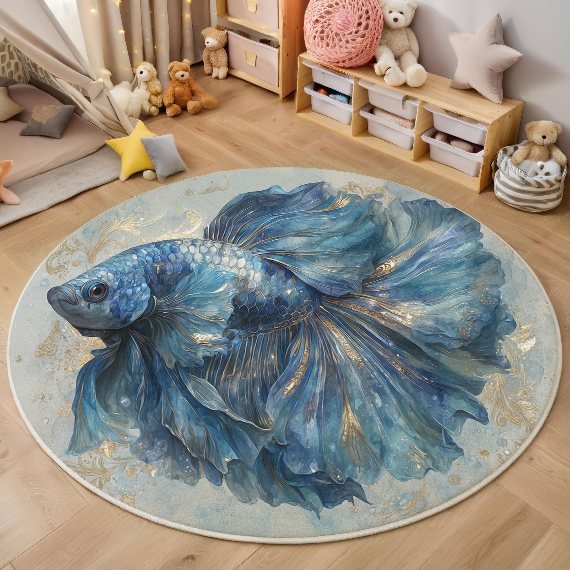 Tapis rond aquarelle anti-glisse pour protéger votre parquet