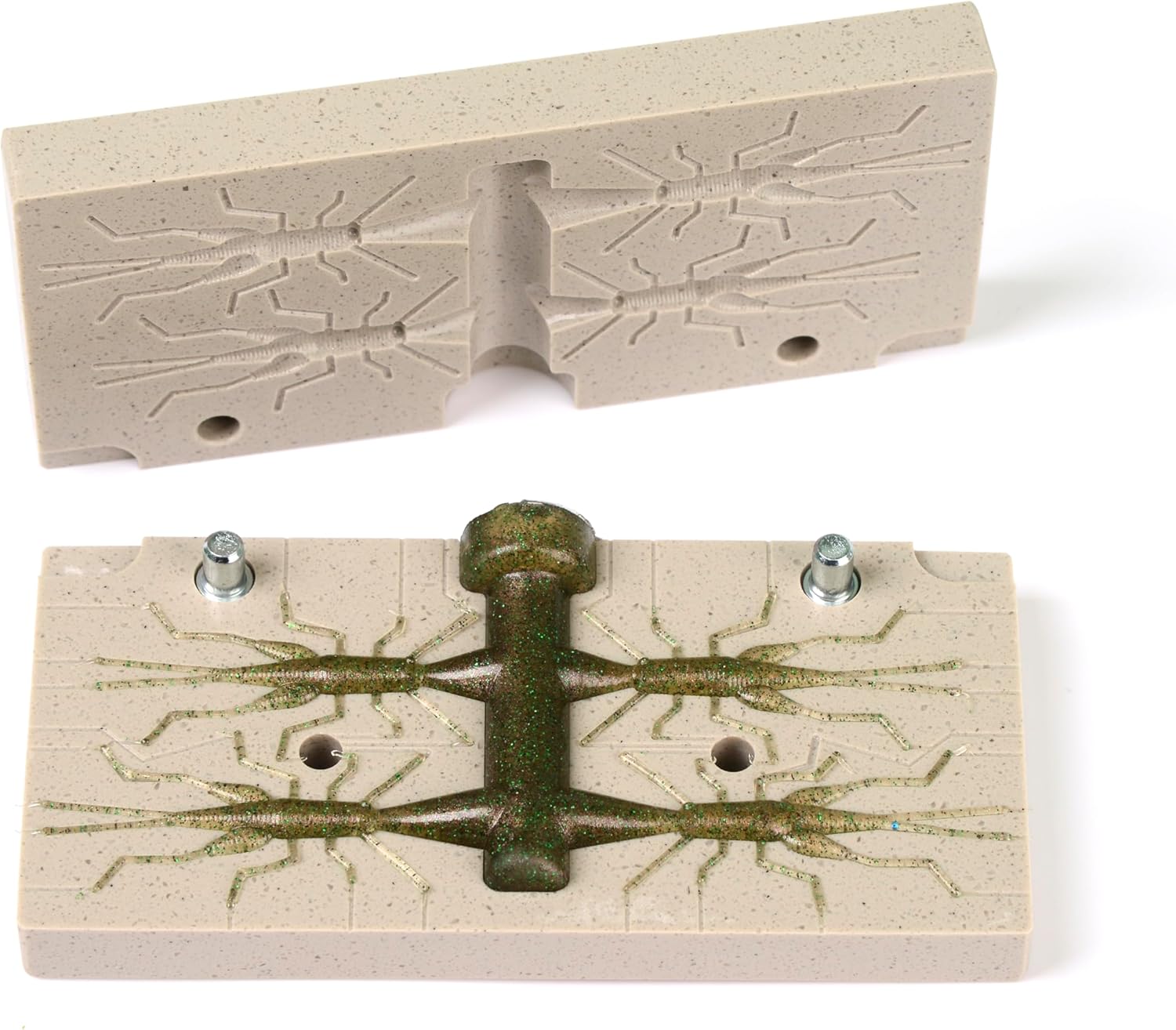 Four Cavity Lure Mold Soft Plastiс Lure Making Injection Molds for DIY Fishing Lures Grass Hopper 1.5"