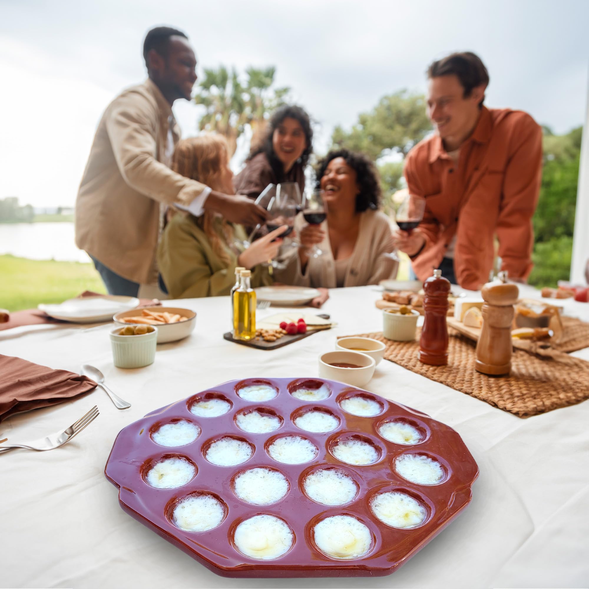 Provolonera Fondre du fromage Provolone céramique terre cuite 19 cavités gril four micro-ondes fromage fondu escargots. Pour rôtir, barbecue, barbecue, haché, manger ou dîner. Provolette Provolera