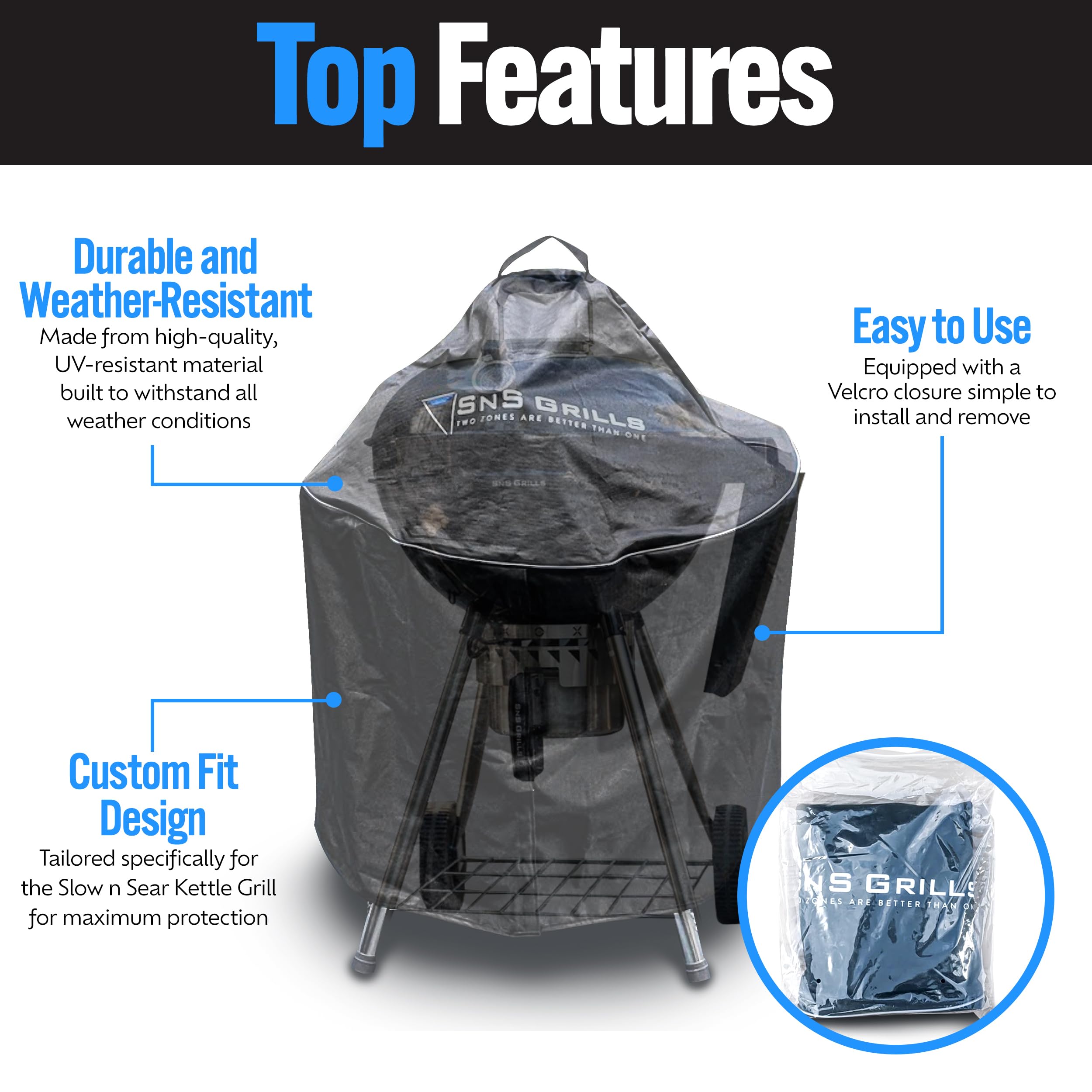 Amazon.com : SnS Grills Slow 'n Sear Kettle Grill Cover - Outdoor