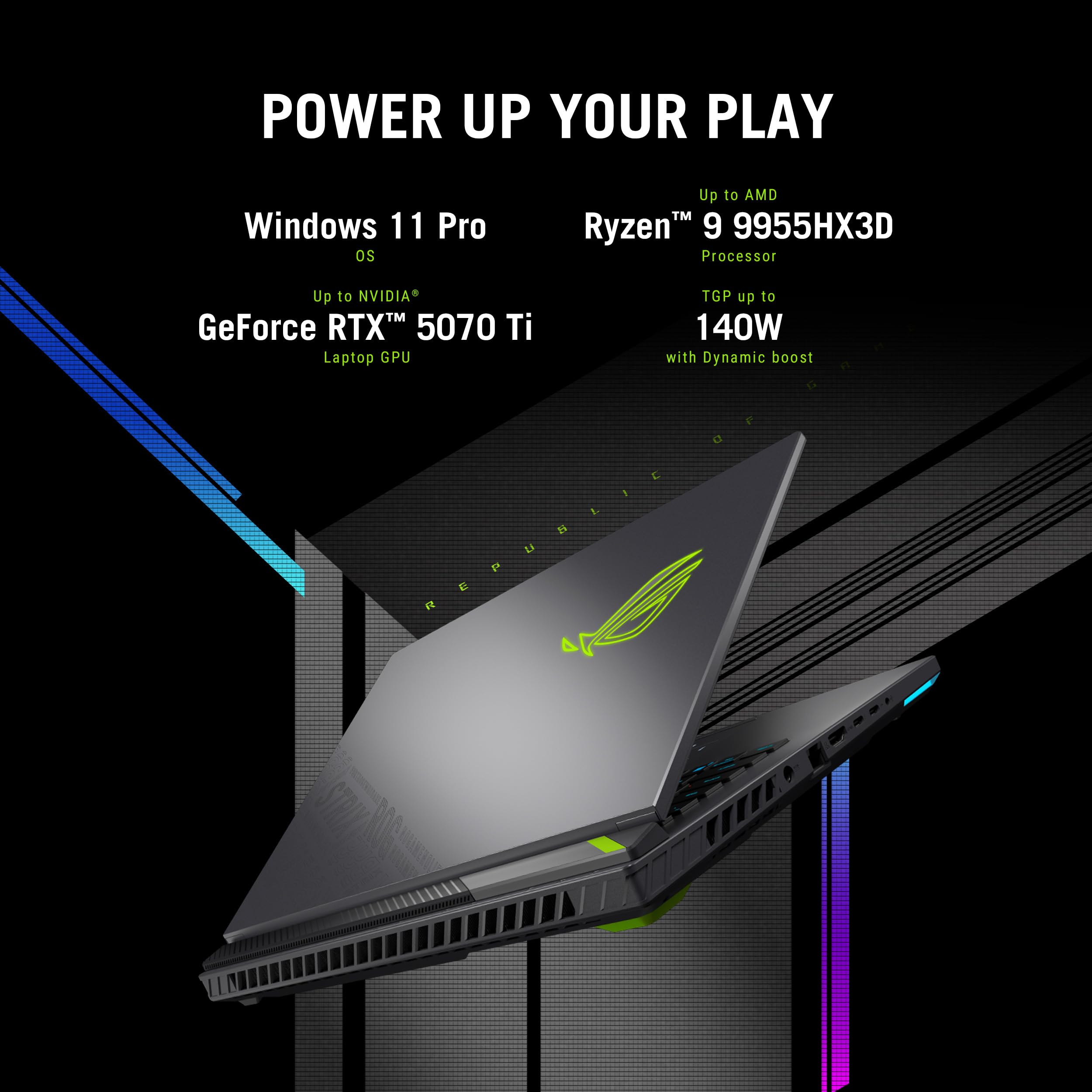 ASUS ROG Strix G16 G614PM-S5004W laptop gamingowy | 16" | AMD Ryzen 9 8940HX | 16GB RAM | 1 TB SSD | NVIDIA GeForce RTX 5060 | Windows OS | Klawiatura QWERTY