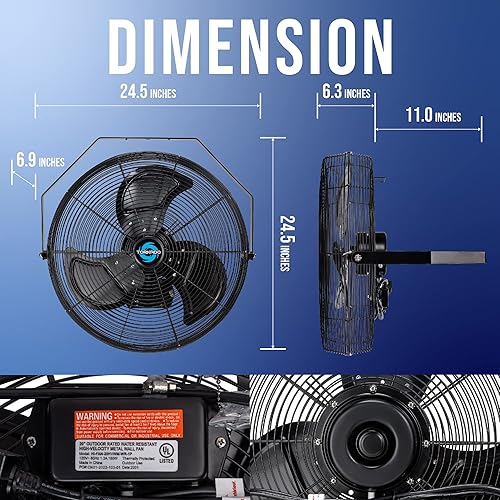 Miniatura 2 de Tornado Ventilador industrial de alta velocidad IPX4 resistente al agua de 20 pulgadas para exteriores para estación de trabajo industrial para uso