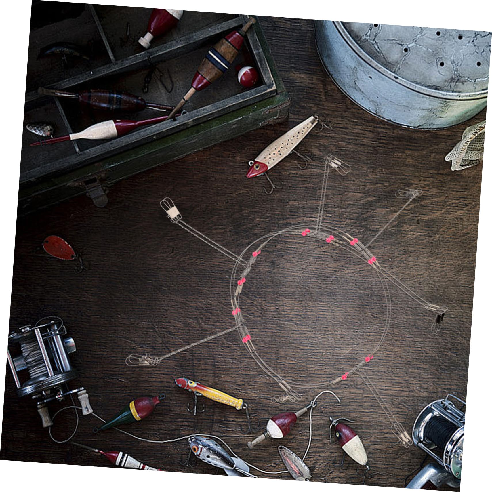 ibasenice 1 Set Fishing String Rigs Set Durable Balance Bracket Rigs for Sea Lake Fishing Easy Installation with Safety Pins