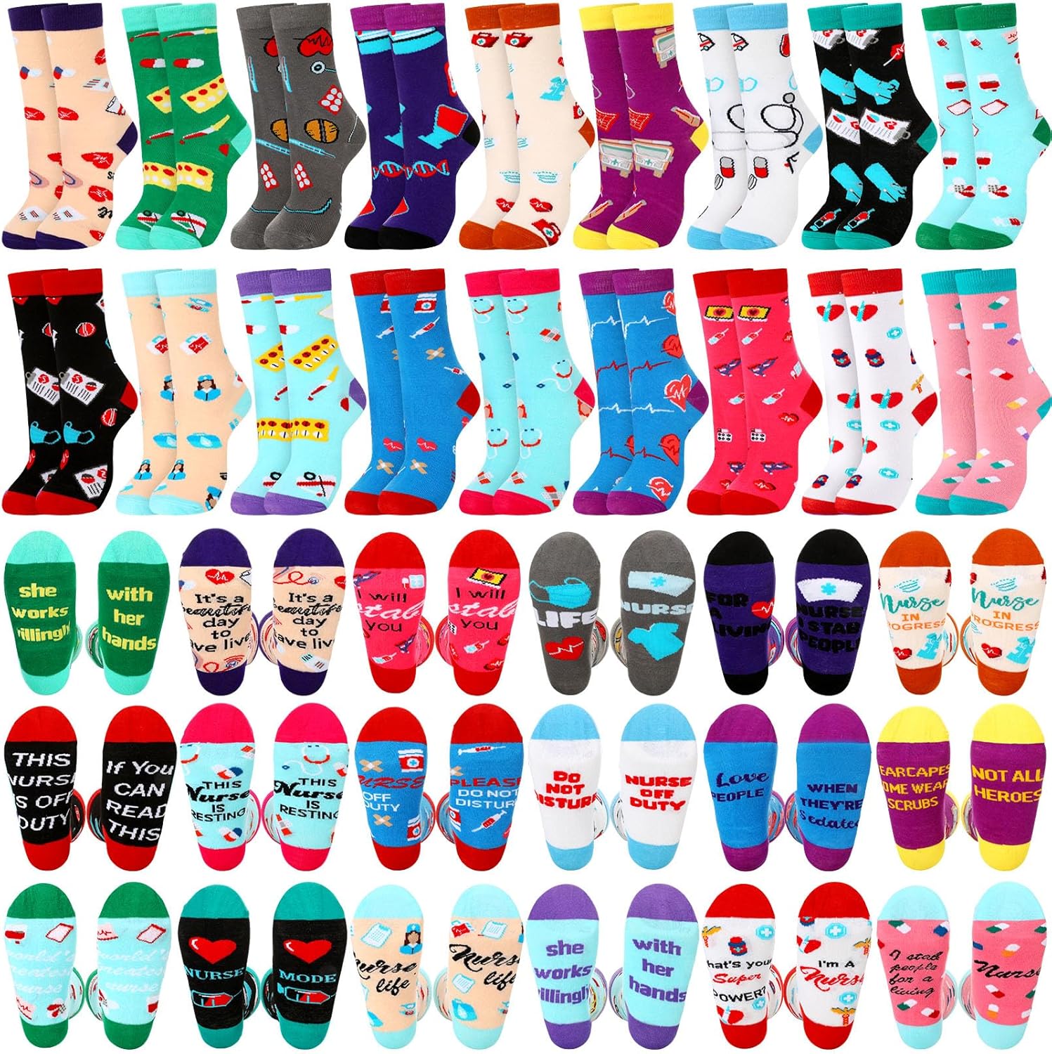 Jeyiour 36 Womens Novelty Nurse Socks Cotton Socks Bulk
