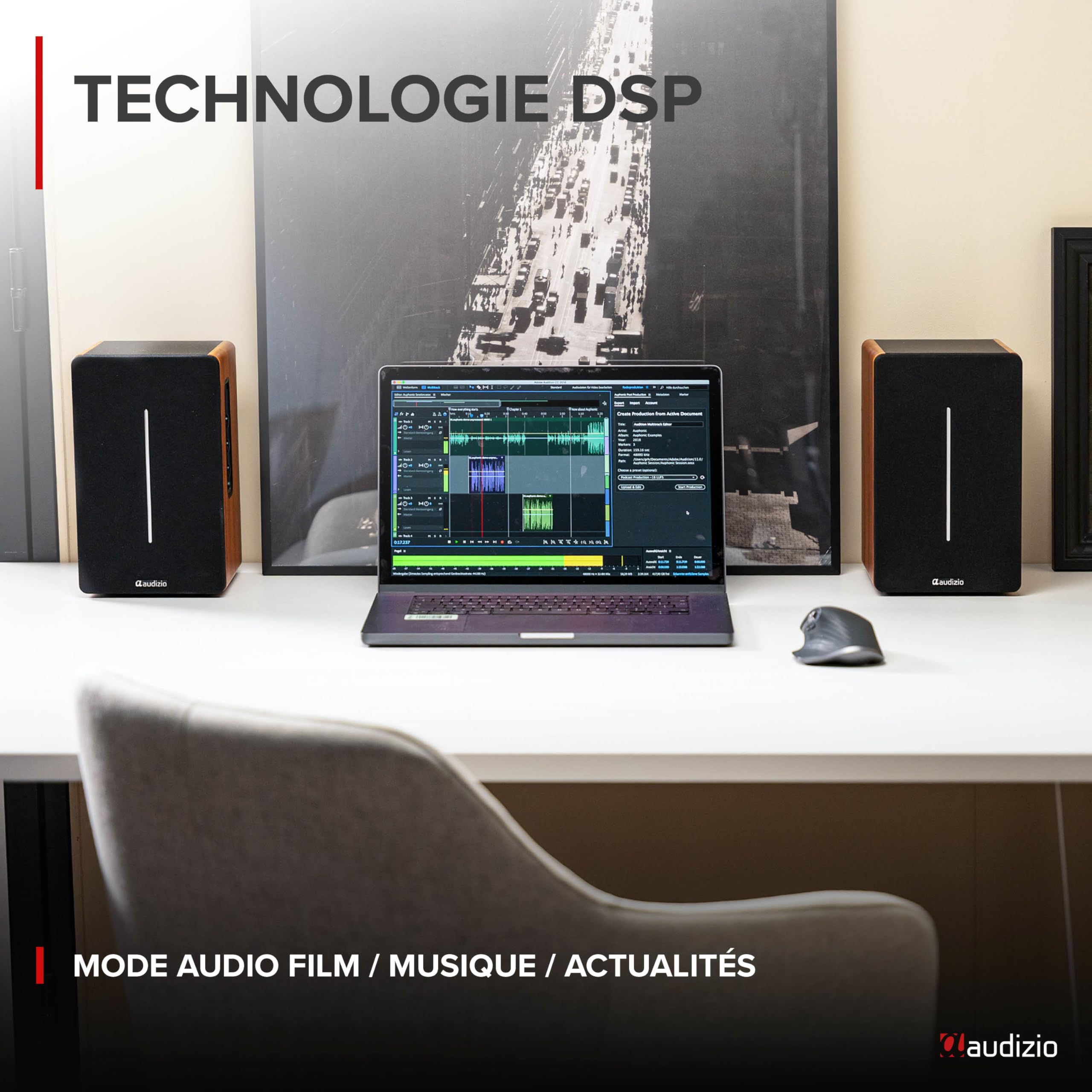 Audizio KS01B - Paire d’Enceintes HiFi Bibliothèque 120 W Finition Bois | BT sans Fil, Entrées RCA/Optique, Design Élégant, Son Clair et Puissant