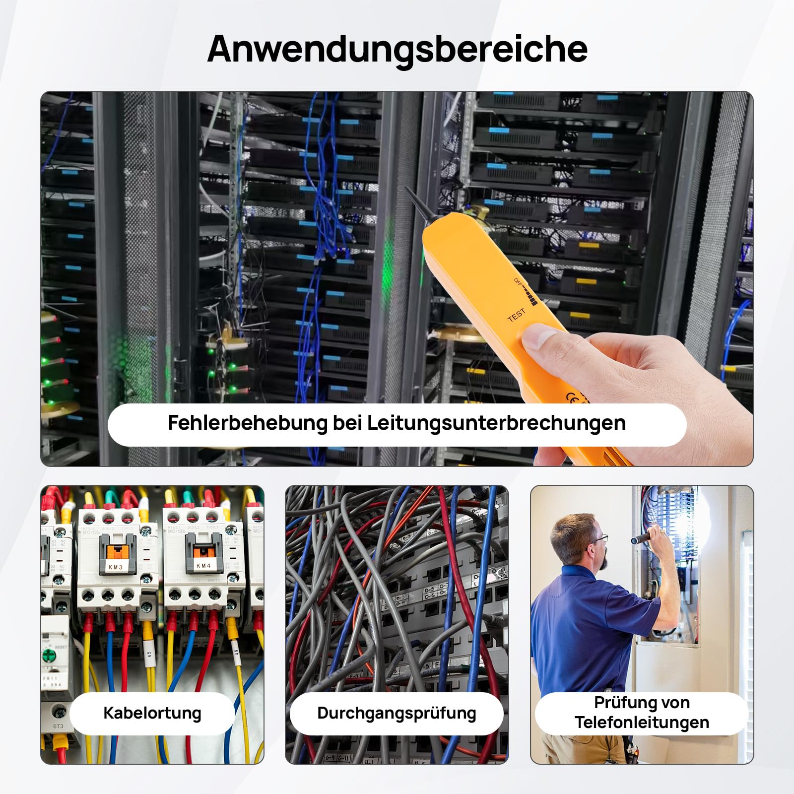 ARCELI Localizzatore di cavi multifunzione e tester di rete, con generatore di suono, per tracciare cavi, test di continuità, linee telefoniche e ricerca di rottura dei cavi, anti-interferenza
